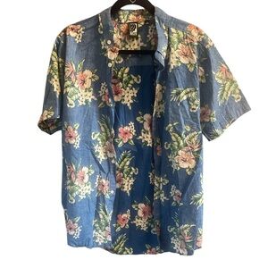 Size XL, Men’s BKLYN Athletic Hawaiian Shirt, Blue, pink, white &‎ green